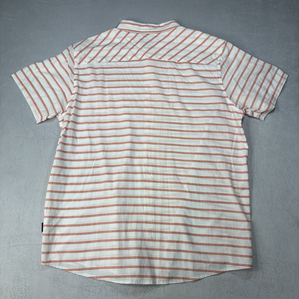 Patagonia Men's Shirt Size XL  Orange Organic Cotton Short Sleeve Shirt Striped - Picture 3 of 10